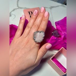 Rose quartz 925 silver handmade ring made by Ukrainian designer